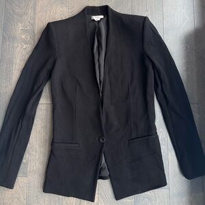 Helmut Lang Black Single Button Collarless Blazer Size Small